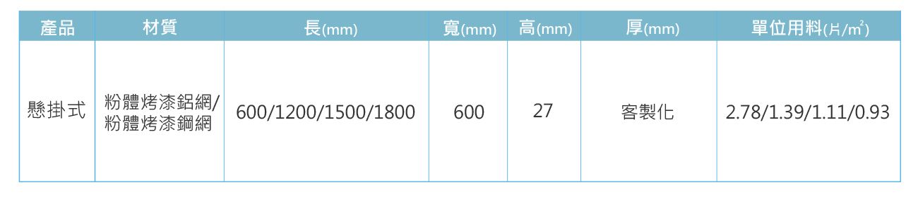 菱形網暗架懸掛式